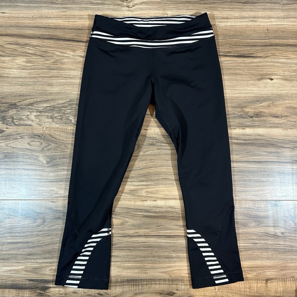 Lululemon Run Inspire Cropped II Womens 6 |Black| Running Yoga Gym Leggings